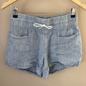 Athleta Women’s Size 2 Blue Linen Shorts with Pockets Casual Summer